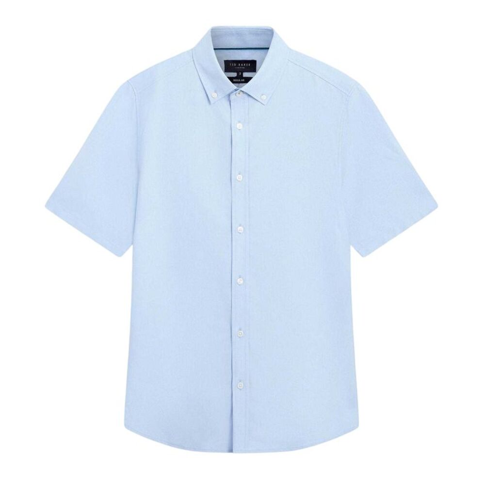 Ted Baker Mens Oxford Regular Short-Sleeved Shirt / Light Blue